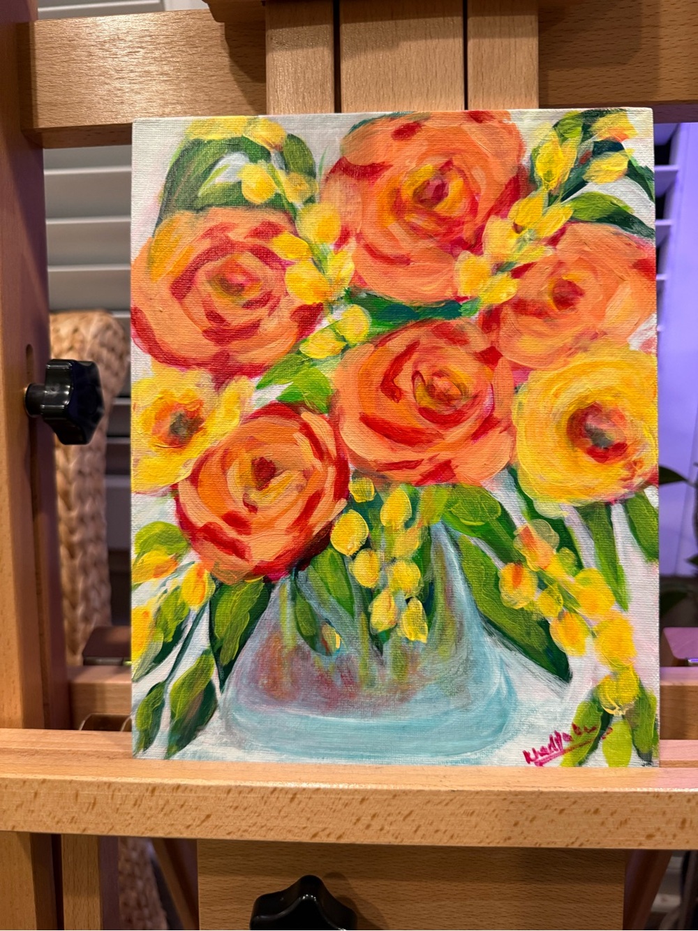 Hand-Painted Orange and Yellow Floral Canvas - Home Accents